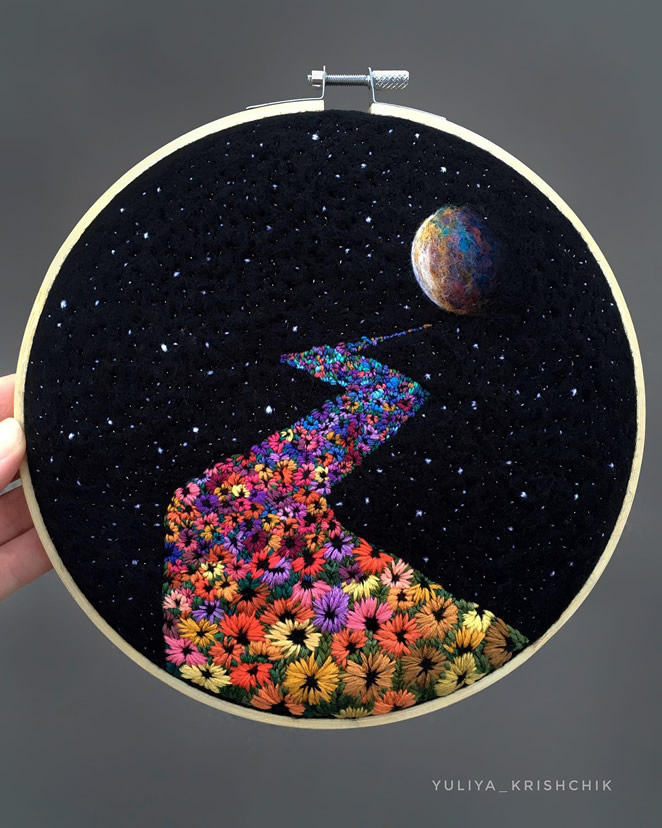 Needle Felted And Embroidered Art By Yuliya Krishchik