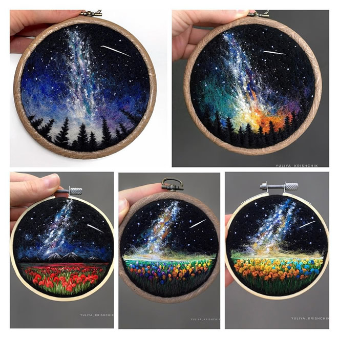 Needle Felted And Embroidered Art By Yuliya Krishchik