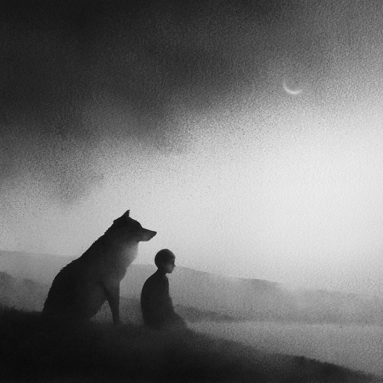 Grayscale Watercolor Paintings By Elicia Edijanto