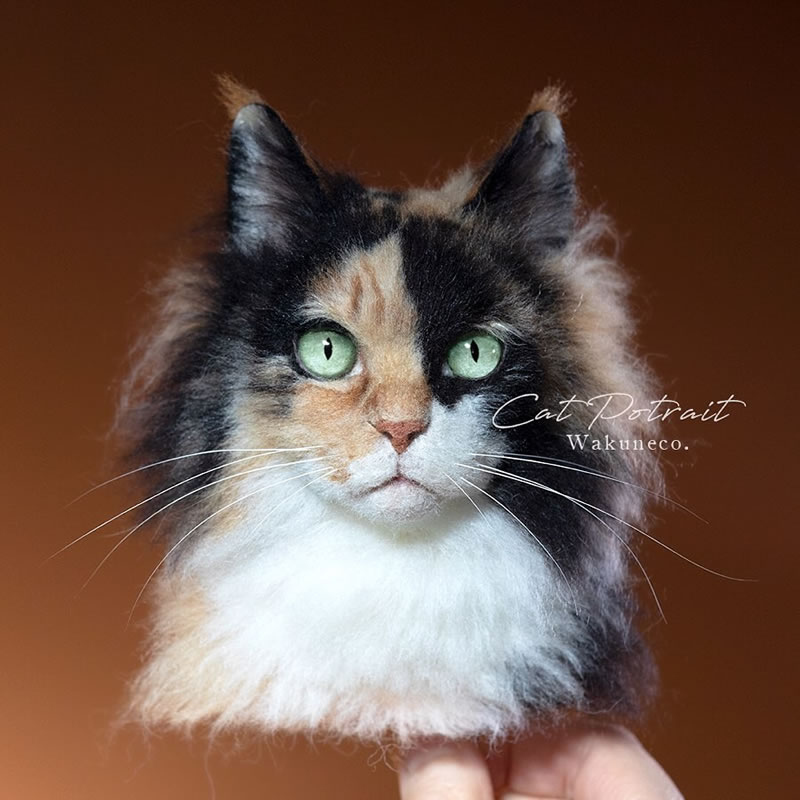 Realistic Cat Portraits Felted Wool By Sachi