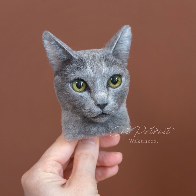 Realistic Cat Portraits Felted Wool By Sachi