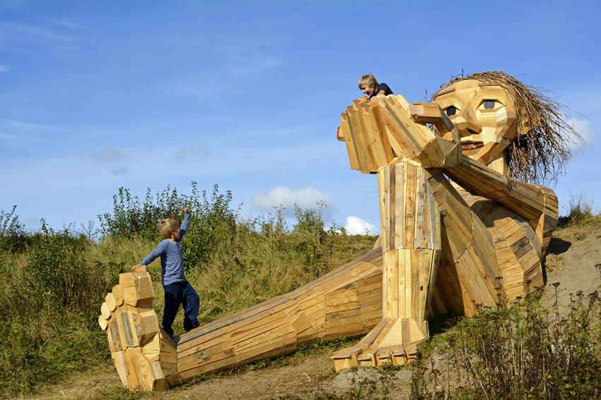 Giant Recycled Wood Sculptures By Thomas Dambo