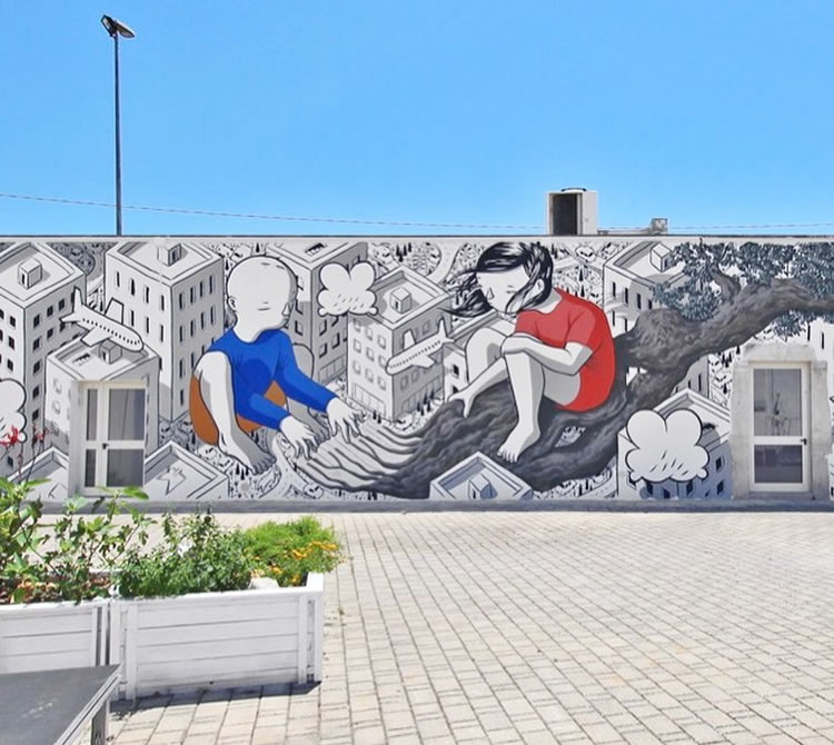 Large Scale Cartoon Murals By Millo