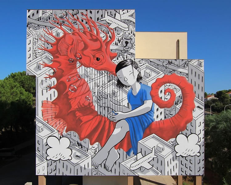 Large Scale Cartoon Murals By Millo