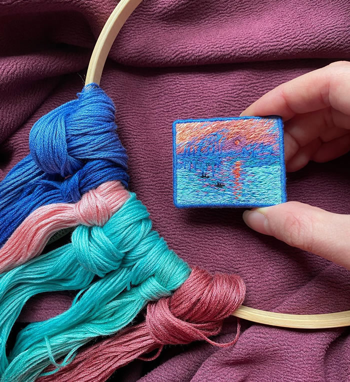 Miniature Embroidery Paintings By Ira Kutsyna