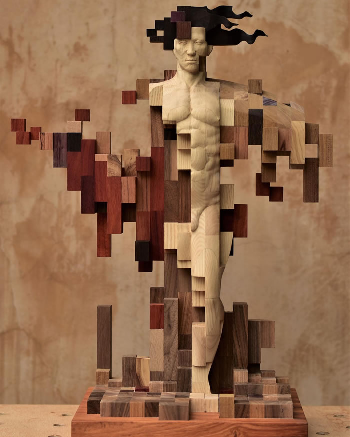 Pixelated Wood Sculptures By Han Hsu tung