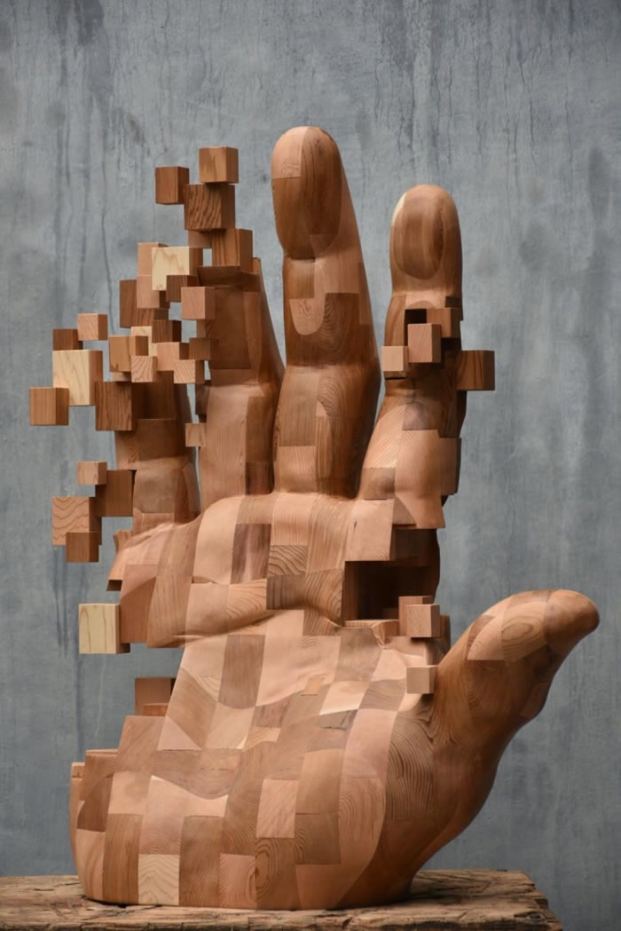 Pixelated Wood Sculptures By Han Hsu tung