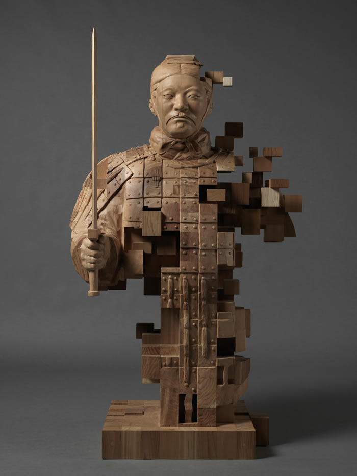 Pixelated Wood Sculptures By Han Hsu tung