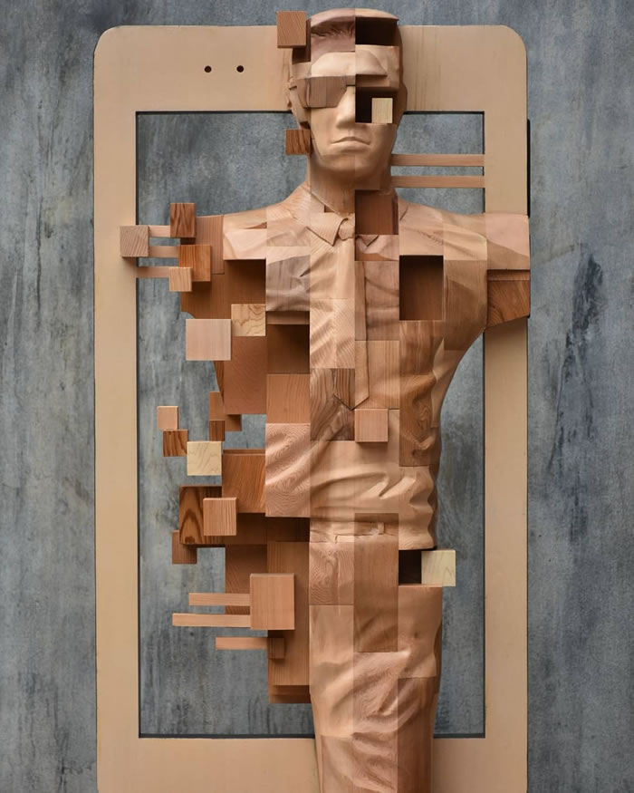 Pixelated Wood Sculptures By Han Hsu tung