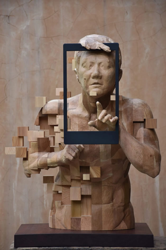 Pixelated Wood Sculptures By Han Hsu tung