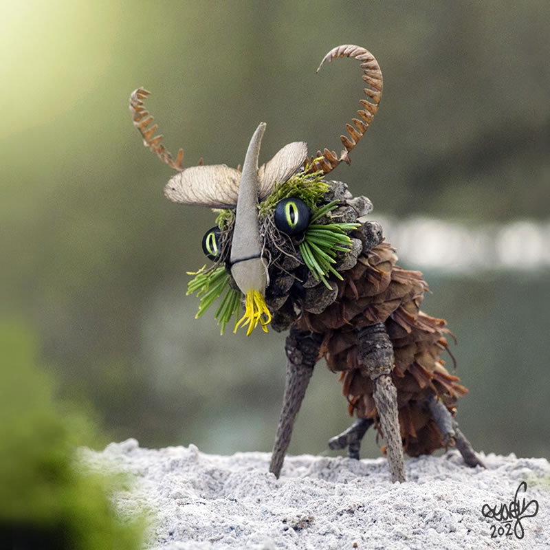 Forest Creatures Using Natural Elements By Sylvain Trabut 