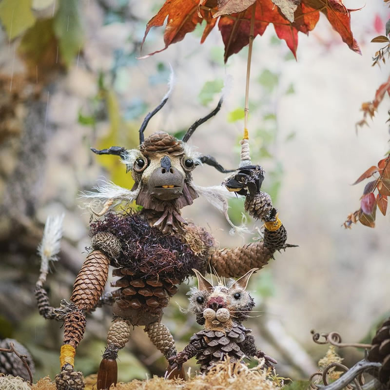 Forest Creatures Using Natural Elements By Sylvain Trabut 