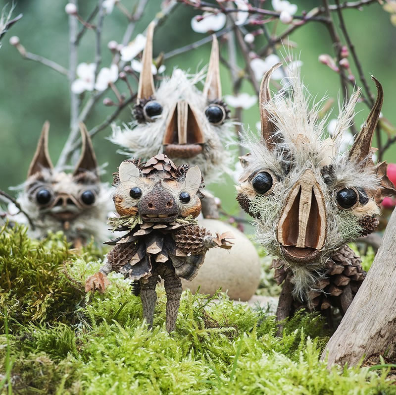 Forest Creatures Using Natural Elements By Sylvain Trabut 