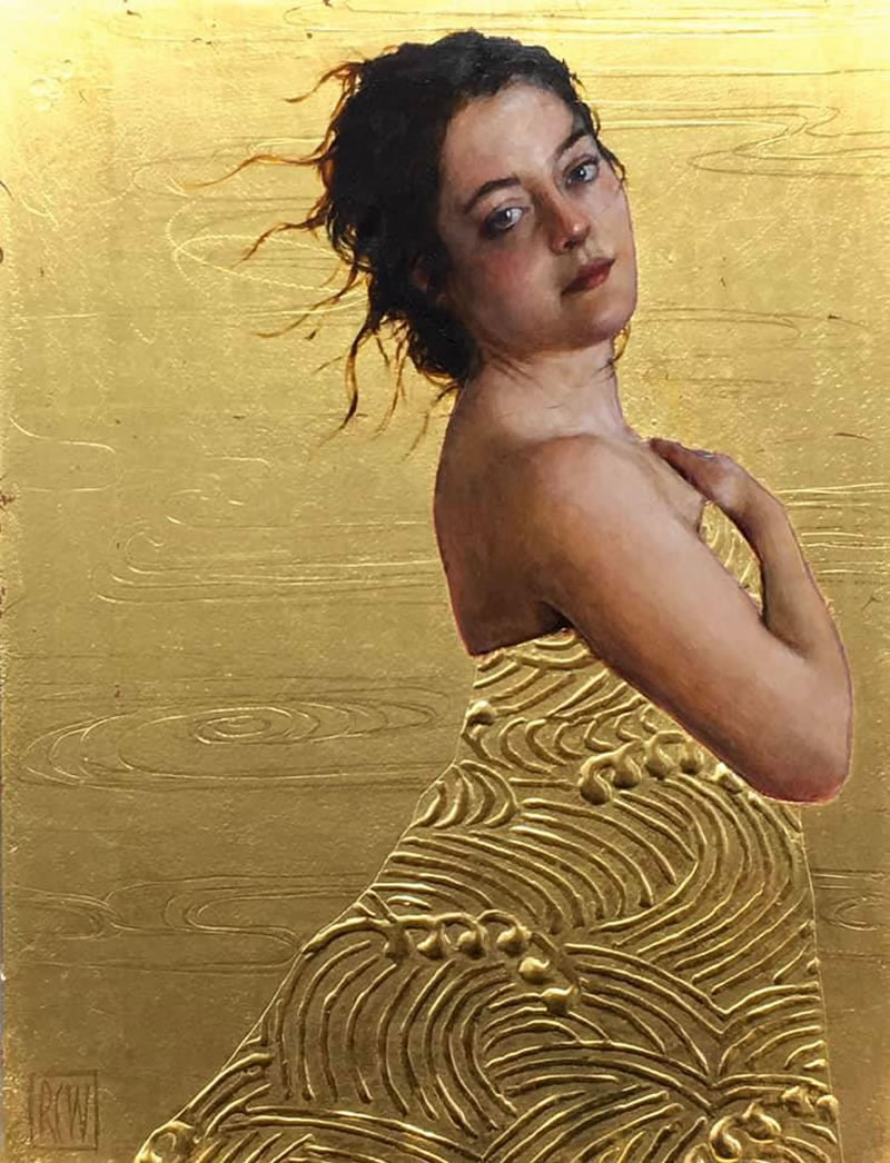 Figurative Paintings With Gold Ornaments By Stephanie Rew