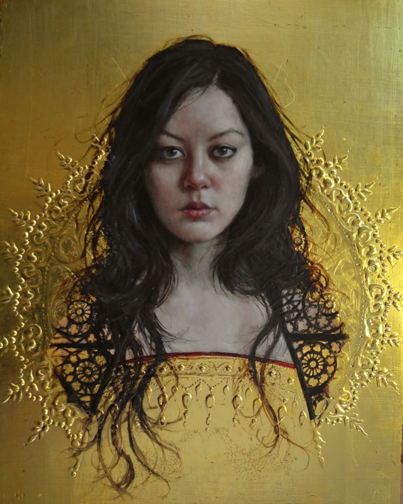 Figurative Paintings With Gold Ornaments By Stephanie Rew