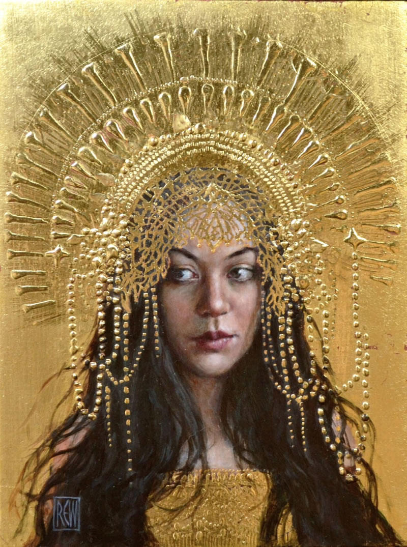 Figurative Paintings With Gold Ornaments By Stephanie Rew