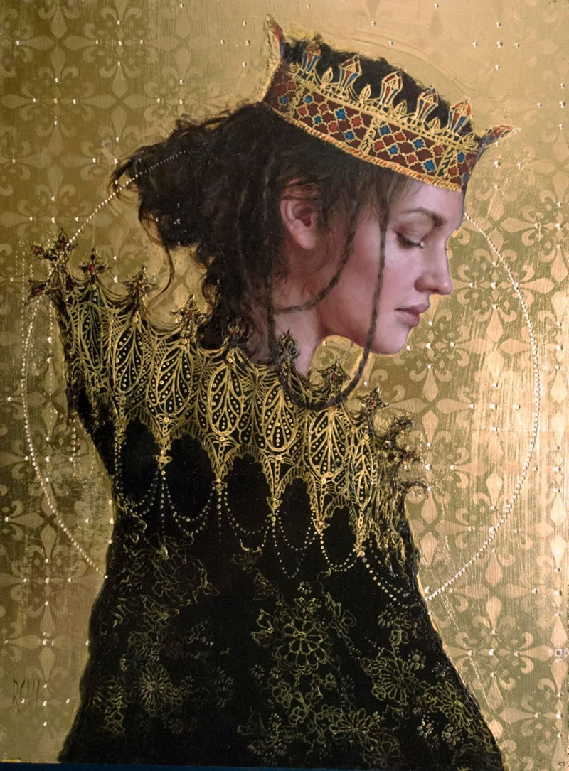 Figurative Paintings With Gold Ornaments By Stephanie Rew