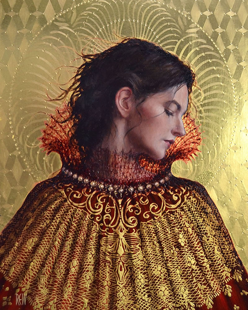 Figurative Paintings With Gold Ornaments By Stephanie Rew