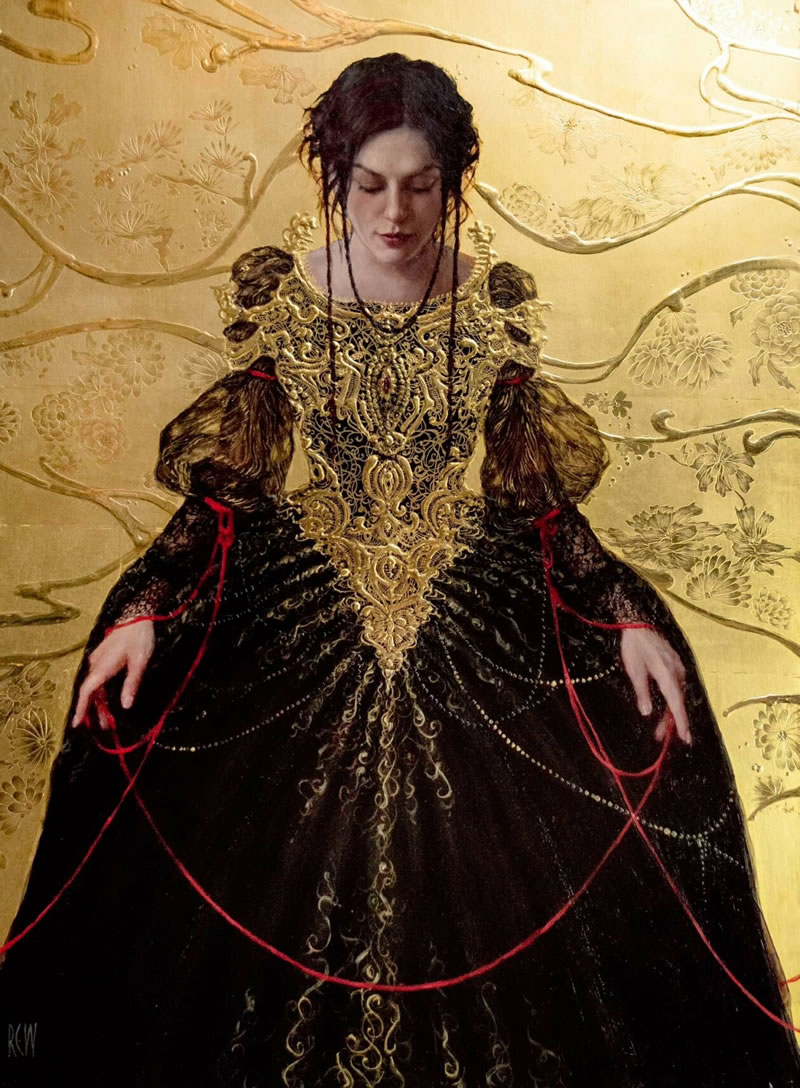 Figurative Paintings With Gold Ornaments By Stephanie Rew