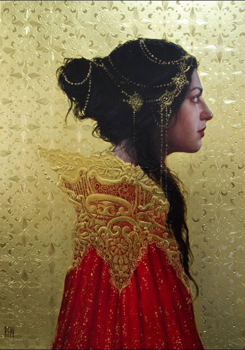 Figurative Paintings With Gold Ornaments By Stephanie Rew