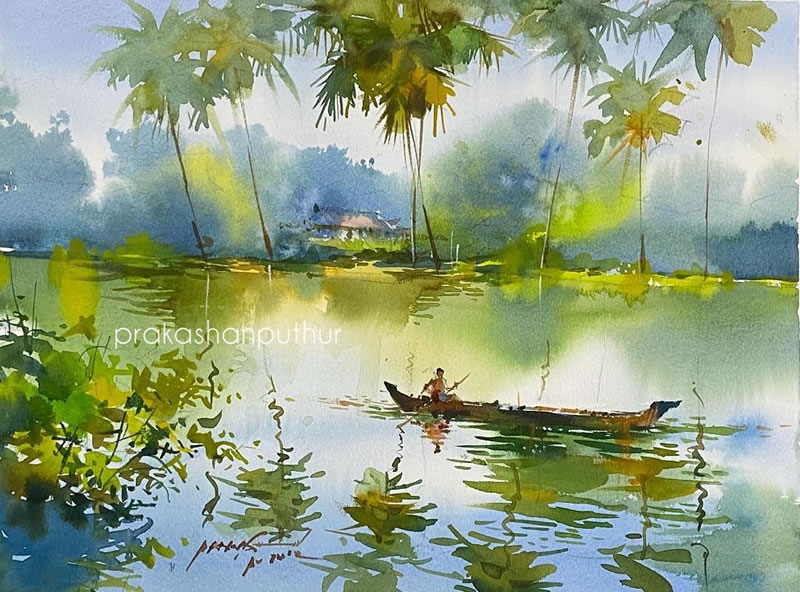 Watercolor Paintings Of Village Life By Prakashan Puthur