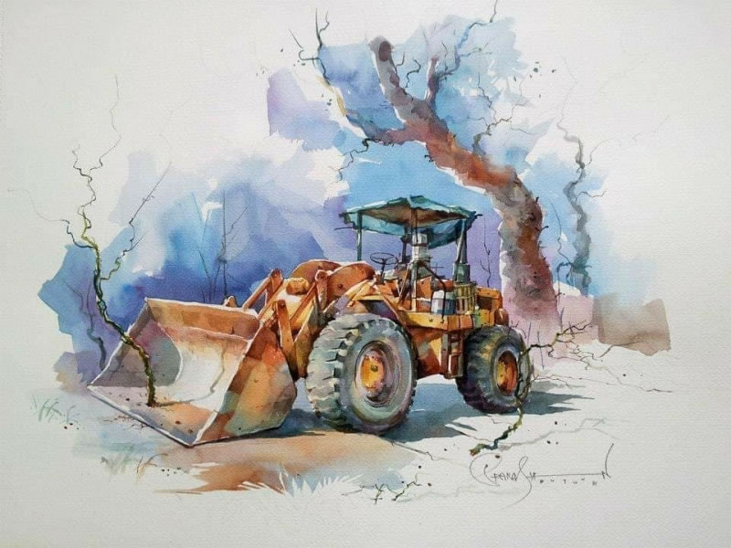 Watercolor Paintings Of Village Life By Prakashan Puthur