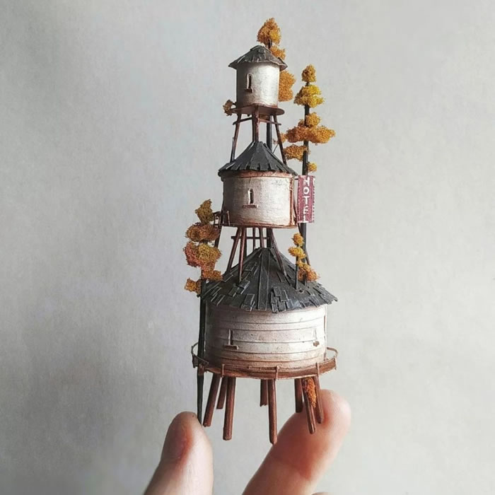 Tiny Fantasy Worlds Out Of Wood And Paper By Michael Davydov