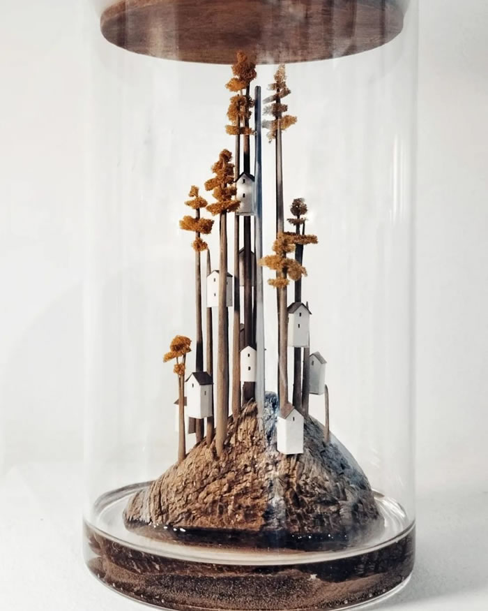 Tiny Fantasy Worlds Out Of Wood And Paper By Michael Davydov