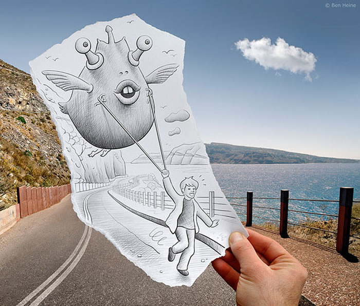 Pencil Illustrations With Photography by Ben Heine