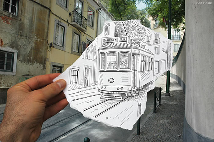 Pencil Illustrations With Photography by Ben Heine