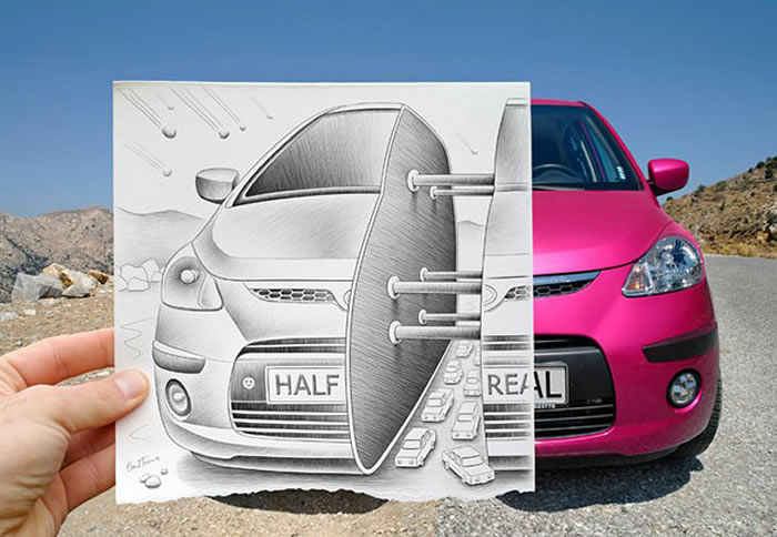 Pencil Illustrations With Photography by Ben Heine