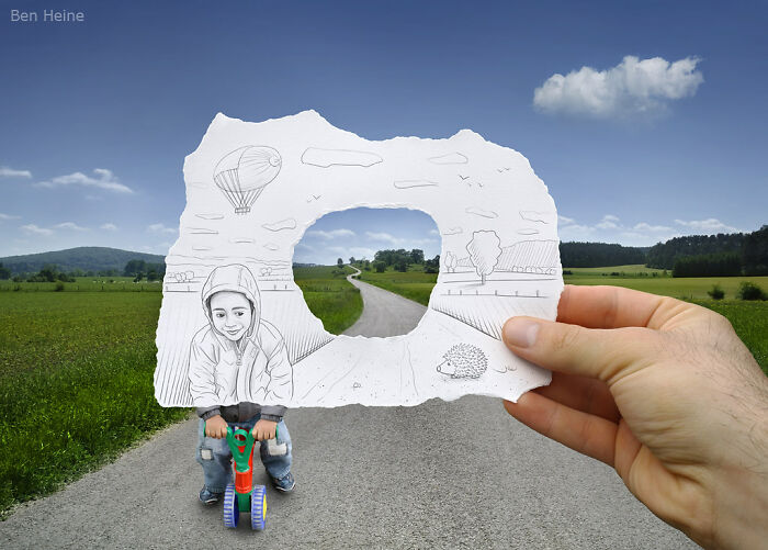 Pencil Illustrations With Photography by Ben Heine