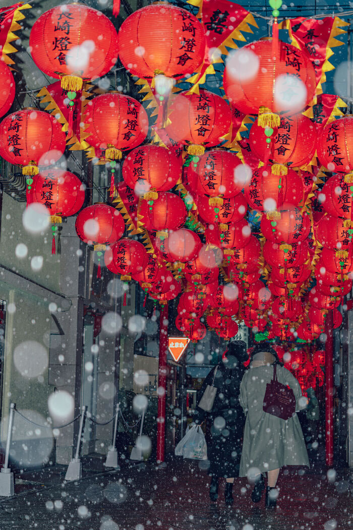 Japan Lantern Festival In The Snow By Yuichi Yokota