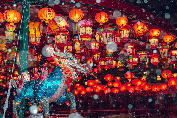 Japan Lantern Festival In The Snow By Yuichi Yokota