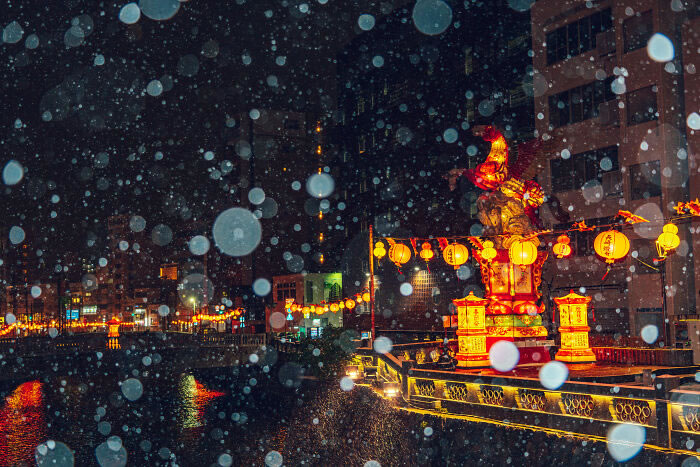 Japan Lantern Festival In The Snow By Yuichi Yokota