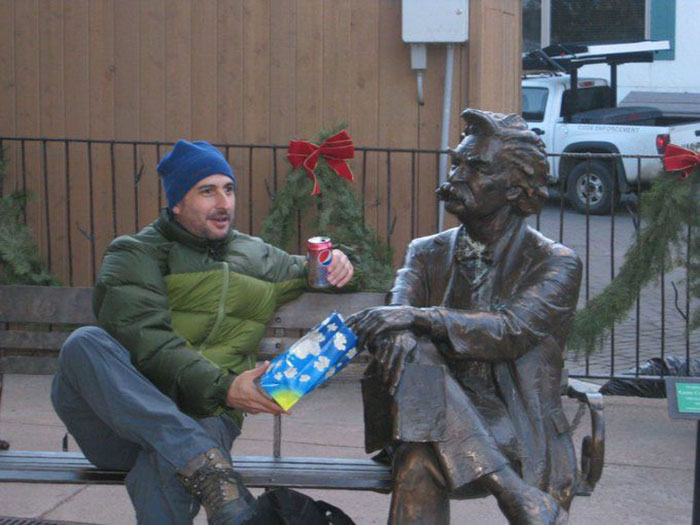 Funny People Posing With Statues