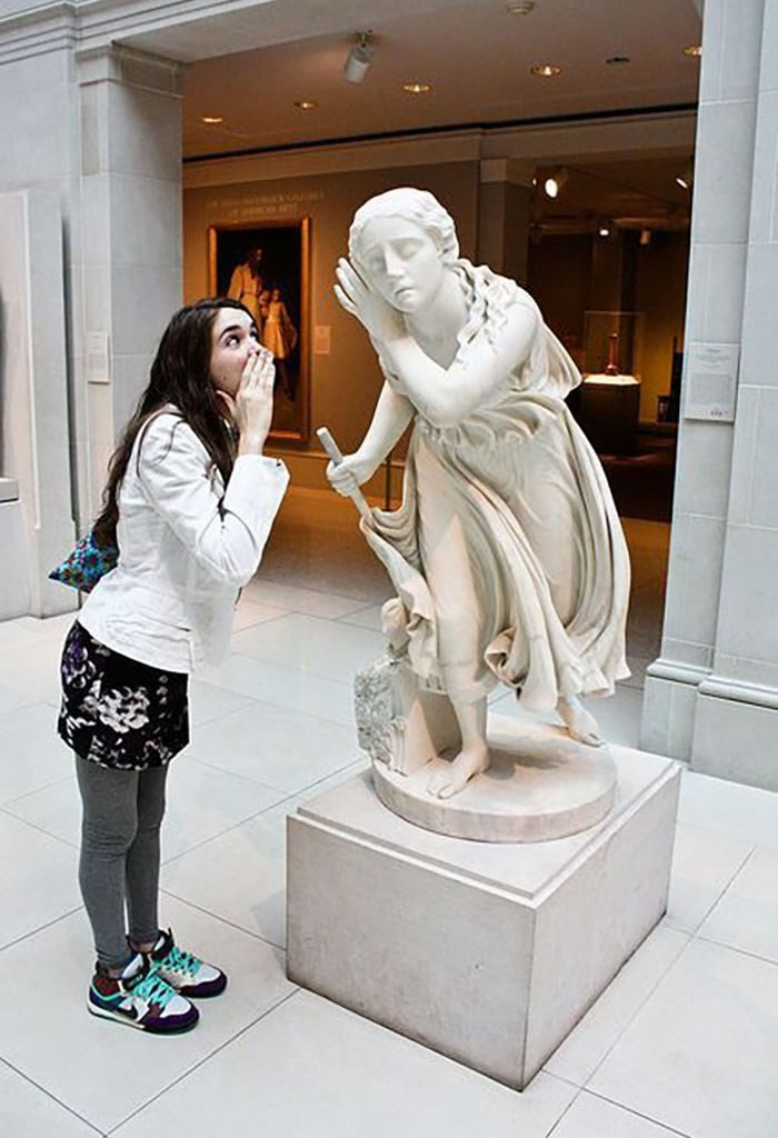 Funny People Posing With Statues