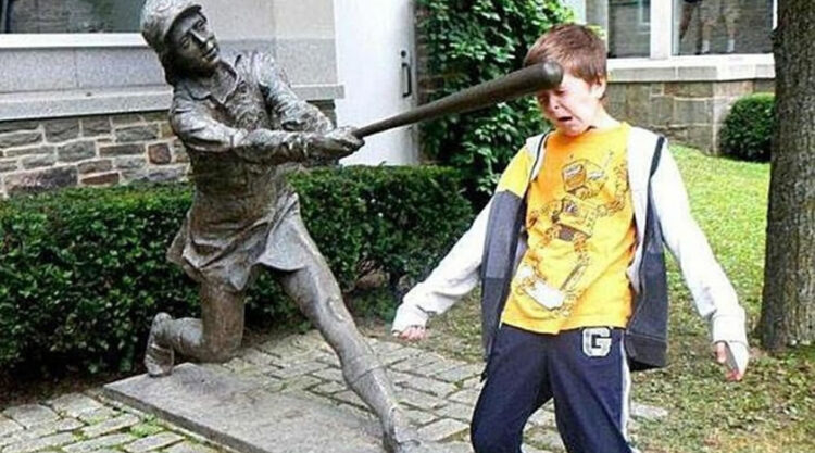 Funny People Posing With Statues