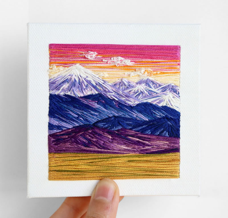 Embroidery Art Of Landscapes by Artist Carolina