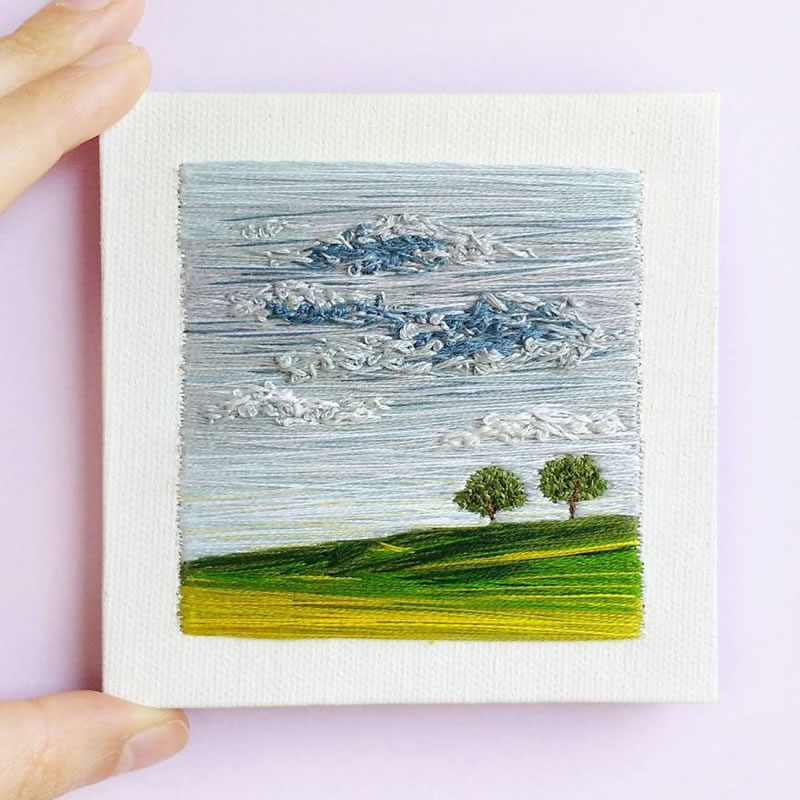 Embroidery Art Of Landscapes by Artist Carolina