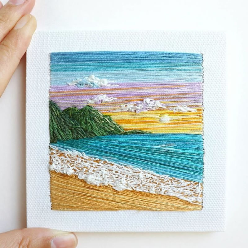 Embroidery Art Of Landscapes by Artist Carolina