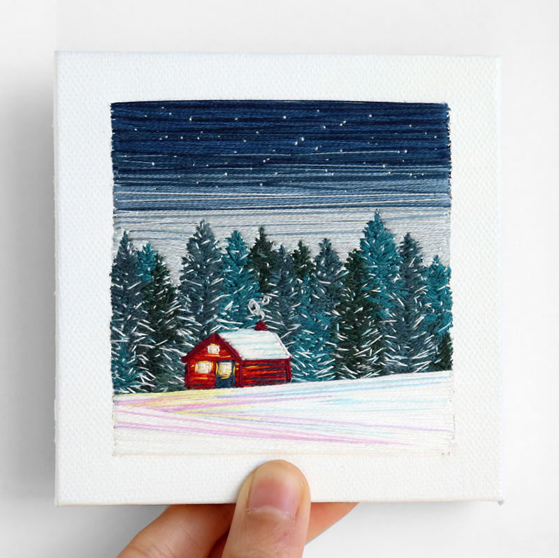 Embroidery Art Of Landscapes by Artist Carolina