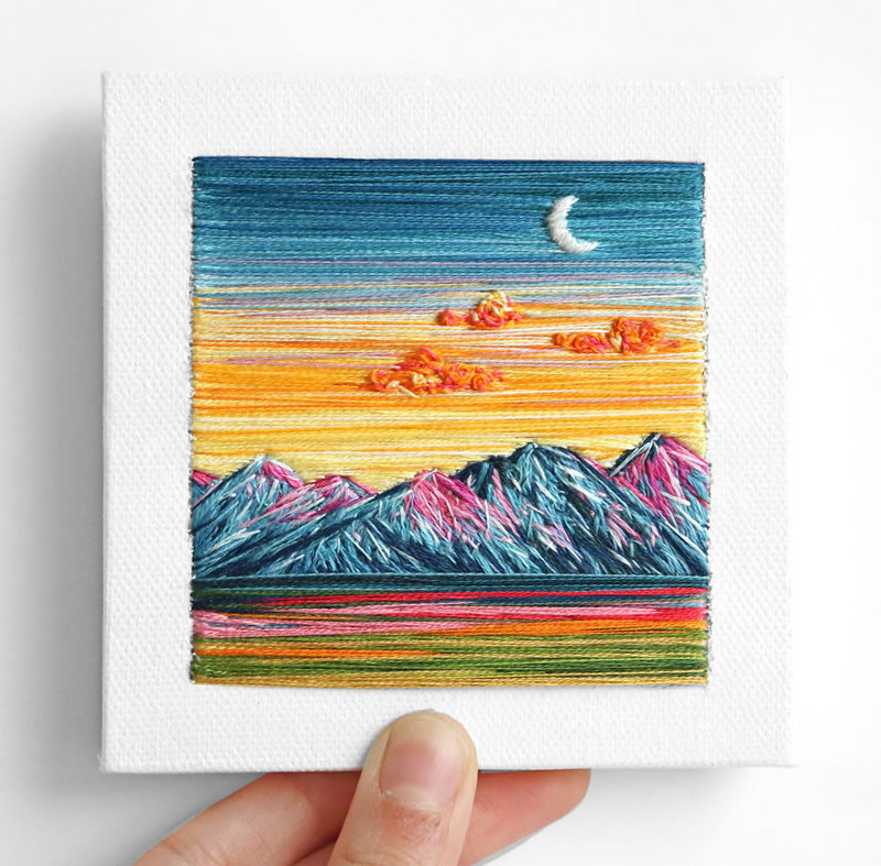 Embroidery Art Of Landscapes by Artist Carolina