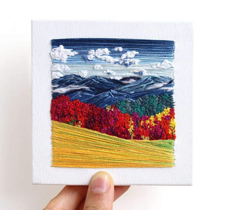 Embroidery Art Of Landscapes by Artist Carolina