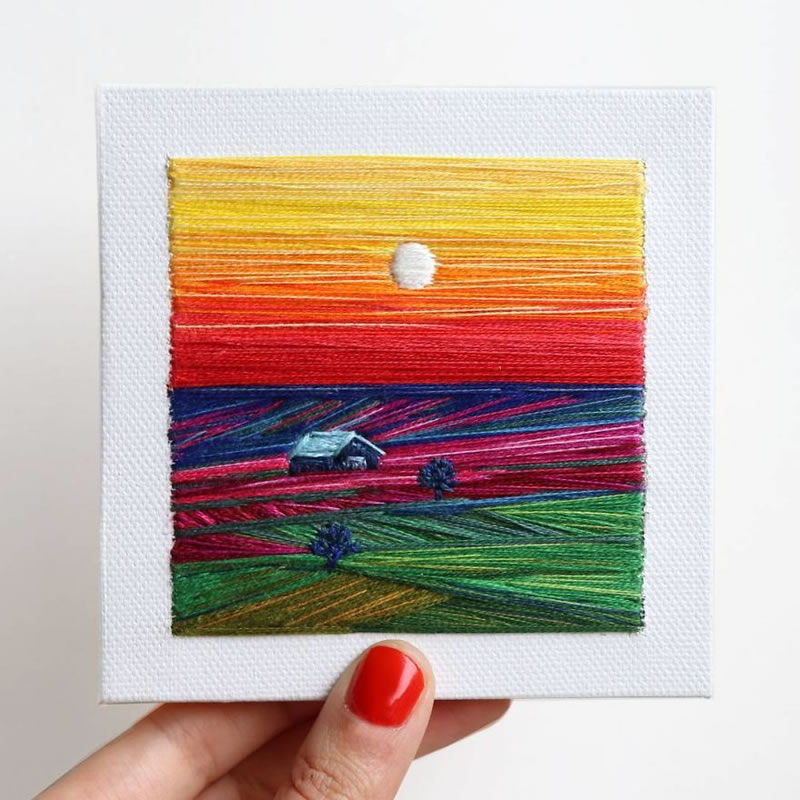 Embroidery Art Of Landscapes by Artist Carolina