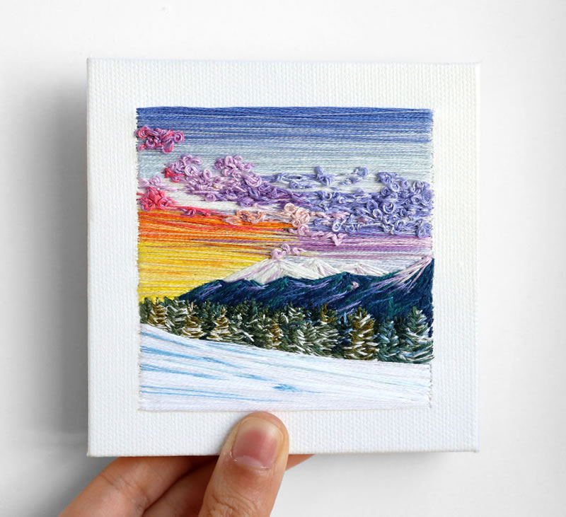 Embroidery Art Of Landscapes by Artist Carolina