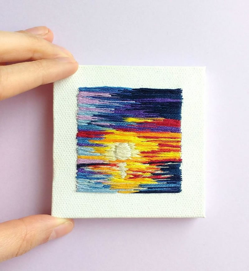 Embroidery Art Of Landscapes by Artist Carolina