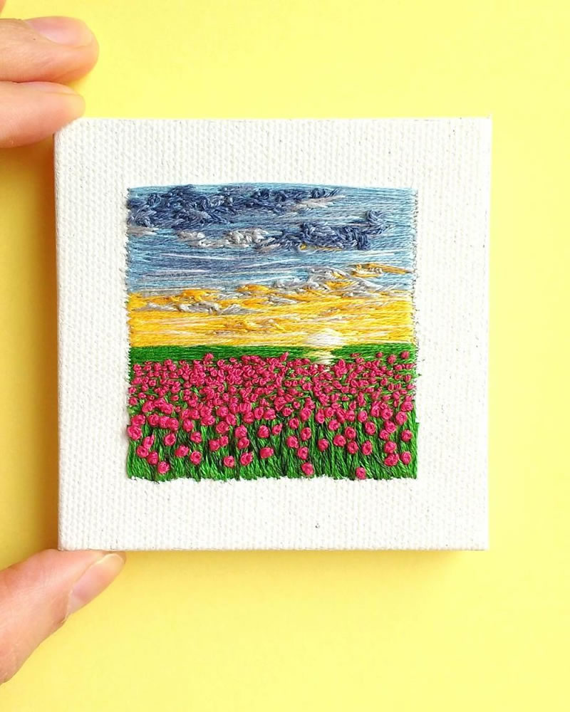 Embroidery Art Of Landscapes by Artist Carolina