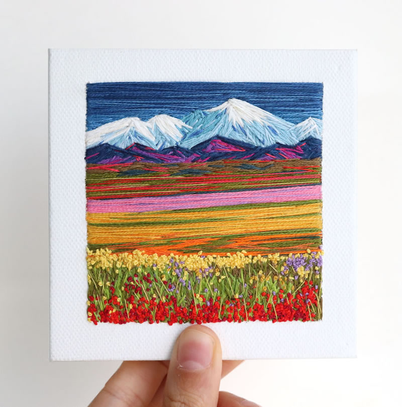 Embroidery Art Of Landscapes by Artist Carolina