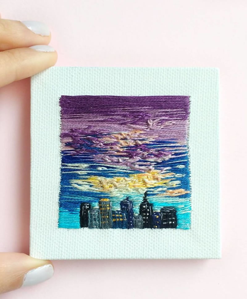 Embroidery Art Of Landscapes by Artist Carolina